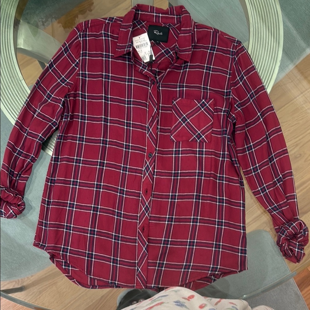 Rails NWT Maroon size M Plaid Button-Up Shirt